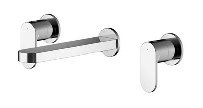 Balterley Enville Modern Round Wall Mount 3 Tap Hole Basin Mixer Tap With Lever Handles And SpoutChrome Finish from B&Q