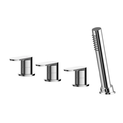 Balterley Modern Deck Mount Round 4 Tap Hole Bath Shower Mixer Tap With Kit (No Spout) Chrome