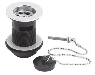 Balterley Black Ceramic Accessories Basin Waste With Poly Plug And Chain - Chrome