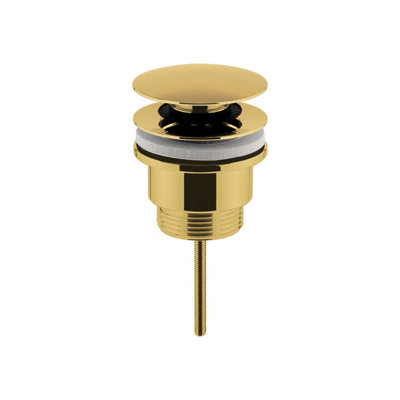 B&Q -  Universal Round Push Button Basin WasteSlotted & UnslottedBrushed Brass
