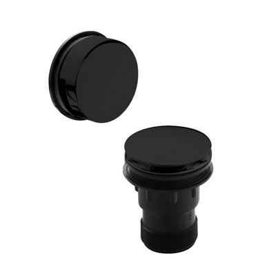 Balterley Bath Push Button Waste and Overflow Set, Round Click Clack Waste with Overflow, Push Button Bath Plug Replacement, Bathtub Plug Replacement, Click Clack Plugs - 70 x 100 x 70 mm (Black) - Image 4