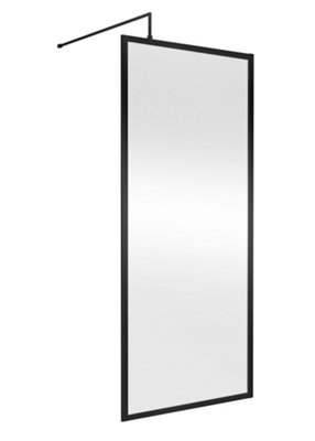 Hudson Reed Full Outer Frame Wetroom ScreenArchitectural EdgeMatt Black Modern Design1950 X 900 X 1000 from B&Q