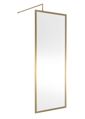 Hudson Reed Full Outer Frame Wetroom ScreenShower ShieldBrushed Brass1950 X 800 X 1000 from B&Q