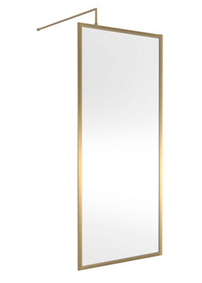 Hudson Reed Full Outer Frame Wetroom ScreenLuxury FramingBrushed Brass1950 X 900 X 1000 from B&Q
