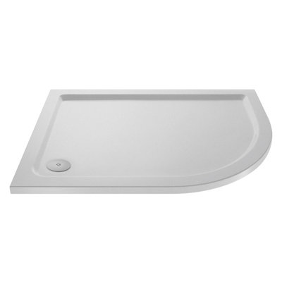 B&Q - 900mm X 760mm Premium Slip Resistant Shower TrayRight Hand Offset QuadrantEasy Clean Anti-Slip Stone Resin White By 