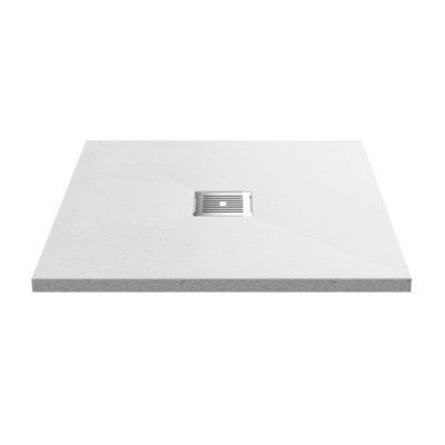 B&Q -  Shower Tray 800mm Premium Slimline Square Shower TraySlate White