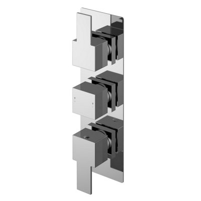 B&Q - Betley Contemporary Bathroom Triple Concealed Thermostatic Shower Valve With Lever Handles230mmChromeBalterley