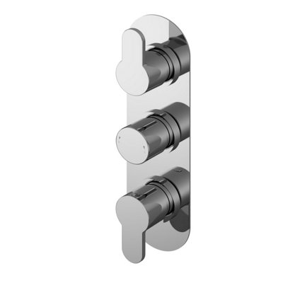 B&Q -  Consall Round Concealed Thermostatic Triple Shower Valve 2 OutletsChrome