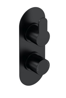 B&Q -  Consall Contemporary Concealed Round Twin Thermostatic Shower Valve 215mmMatt Black