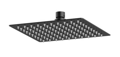 Balterley Square Fixed Head200mmMatt Black from B&Q