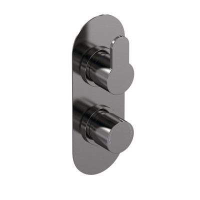 Balterley Consall Contemporary Round Concealed Twin Thermostatic Shower Valve With Diverter 2 OutletsBrushed Pewter from B&Q
