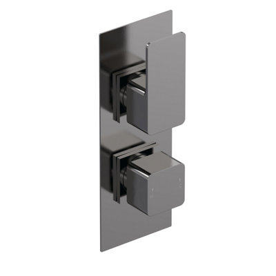 Empire Contemporary Square Concealed Twin Thermostatic Shower Valve With Diverter 2 OutletsBrushed Pewter FinishBalterley from B&Q