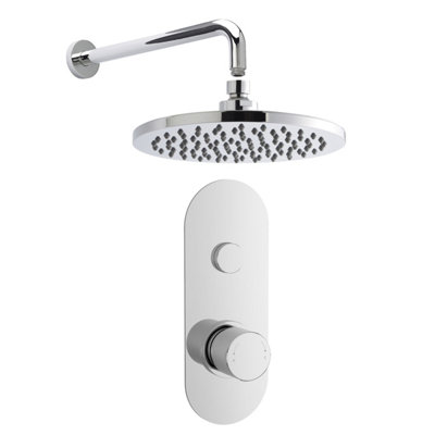 Balterley Shower Bundle Concealed Round Push 1 Button Valve, Arm & Head Kit - Chrome