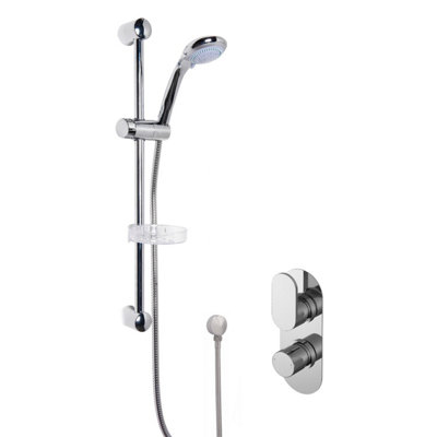 Current Shower Bundle Concealed Round Twin Valve & Multi Function Handset Slide Rail KitChrome Balterley from B&Q