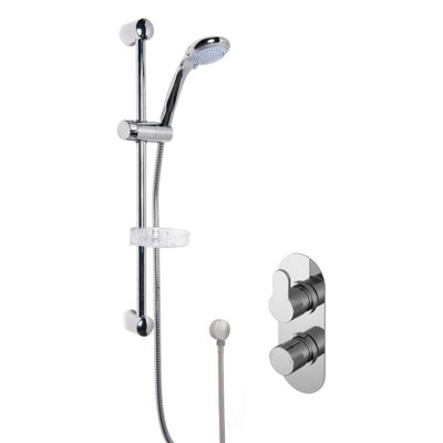 Pride Shower Bundle Concealed Round Twin Valve & Multi Function Handset Slide Rail KitChrome Balterley from B&Q