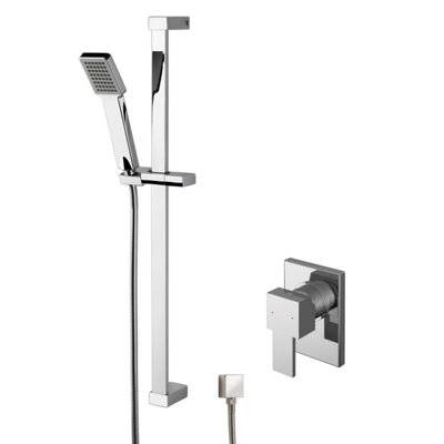 Balterley Ripple Concealed Square Manual Valve & Slide Rail Kit Shower Bundle Set - Chrome