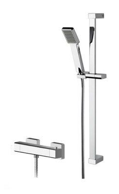 Empire Square Thermostatic Bar Valve And Rectangular Slide Rail Kit Shower BundleChromeBalterley from B&Q