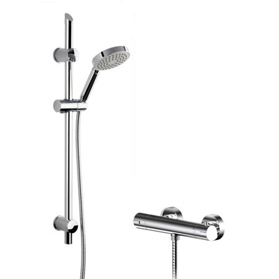 Current Round Thermostatic Bar Valve And Single Function Handset Slider Rail Kit Shower BundleChromeBalterley from B&Q