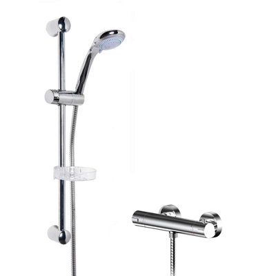 Current Round Thermostatic Bar Valve And Brass Multi Function Handset Slider Rail Kit Shower BundleChromeBalterley from B&Q