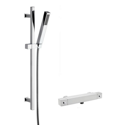 Square Bar Valve & Slide Rail Shower KitChromeBalterley from B&Q