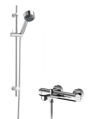 Pride Wall Mount Thermostatic Bath Shower Mixer Tap With Linear Slide Rail KitChromeBalterley from B&Q