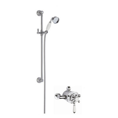 Traditional Dual Exposed Valve & Slide Rail Shower SetChrome/whiteBalterley from B&Q