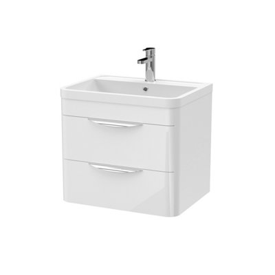 Balterley Aldershawe Modern Bathroom Wall Hung 2 Drawer Vanity Unit BasinGloss White550mm from B&Q