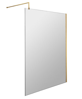 Balterley Drakelow 8mm Toughened Safety Glass Wetroom Screen With Support Bar: 1400mm X 1850mmBrushed Brass from B&Q