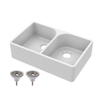 Balterley Traditional 795mm 2 Bowl Fireclay Butler Kitchen Sink Full Weir  & Wastes from B&Q