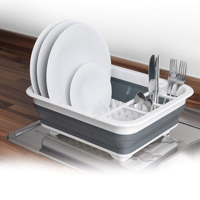 Collapsible Dish Draining Board - Durable Folding Dish Draining Board Plates Cutlery Rack - Space Saver - Durable Lightweight Wipe