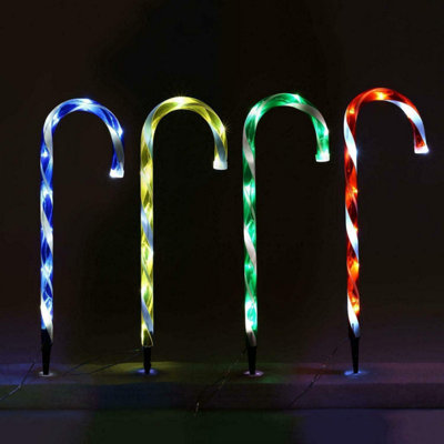 Pack Of 4 Candy Cane Pathway Markers Garden Stake LightsMains OperatedEasy InstallationHigh Quality from B&Q