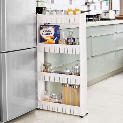  - 4 Tier Slim Slide Out Kitchen Bathroom Trolley Rack HolderSpace SavingFits In Neatly Between A Fridge Or Washing Machine