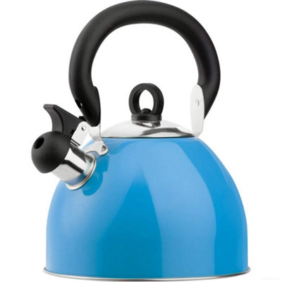 B&Q 2.5 Litre Travelling Kettle- Whistling Kettle - Metallic Retro Design - Non Drip Spout - Compatible With Gas Electric Halogen