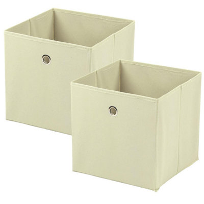 Pack Of 2 Foldable Storage Cube Organisers 30X30X30Cm Beige Canvas Fabric Boxes For Living Bedroom Office Nursery from B&Q