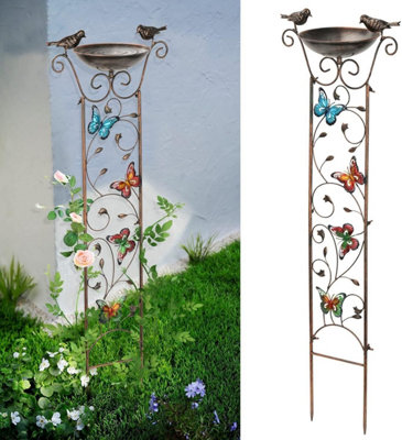 Vintage Garden Trellis With Bird Bath BowlDecorative Freestanding Plant Support For Climbing Plants And Flowers from B&Q