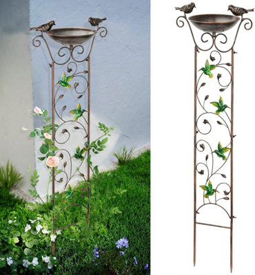 Vintage Garden Trellis With Bird Bath BowlDecorative Freestanding Plant Support For Climbing Plants And Flowers from B&Q