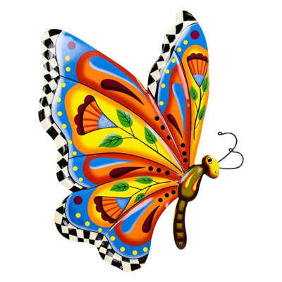 Handcrafted Metal Butterfly Wall Art16.5 Inch Talavera Style Celestial Sculpture For Indoor And Outdoor Décor from B&Q