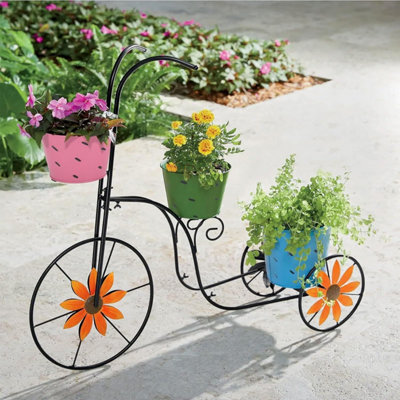Metal Bicycle Planter Basket StandDecorative Flower Pot Cart For Garden Patio Deck Entry And Porch Décor from B&Q