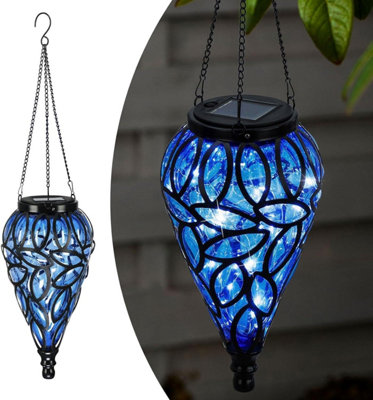 Decorative Solar Hanging LanternHandblown Plastic Teardrop Lantern With 15 Led Lights For Outdoor Garden Patio And Pathway from B&Q