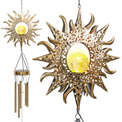 Solar Wind Chimes LightsSun Design Led Night Light For Outdoor Garden Waterproof Metal Windbell Chime For Patio Deck from B&Q