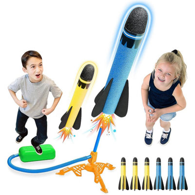 Stomp Rocket Launcher Toy For Kids With 6 Foam Rockets Outdoor Air Powered Rocket Set Garden Game from B&Q