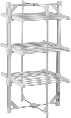 3 Tier Heated Clothes Airer - Deluxe Folding Aluminium Clothes Drying Rack Electric Laundry Drying Horse Rack With 24 Rails