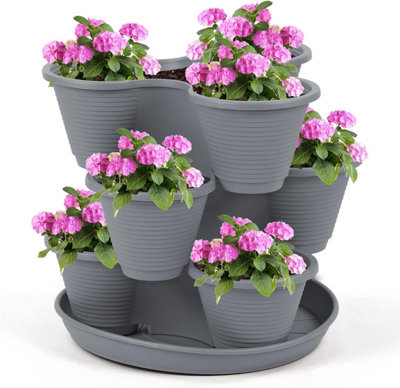 3 Tier Stackable StrawberryHerbFlower & Vegetable Planter Vertical Growing Garden Tower For Indoor/outdoor Spaces from B&Q