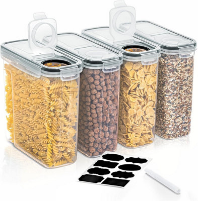 Cereal Storage Containers Set Of 4 Airtight Food Dispenser With Pouring Spout Bpa-Free Ideal For Cereals Grains And Flour Storage from B&Q
