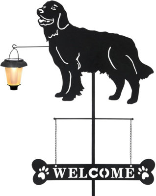 Solar Labrador Silhouette Stake With Lantern LightDecorative Garden Sign For Pathways from B&Q