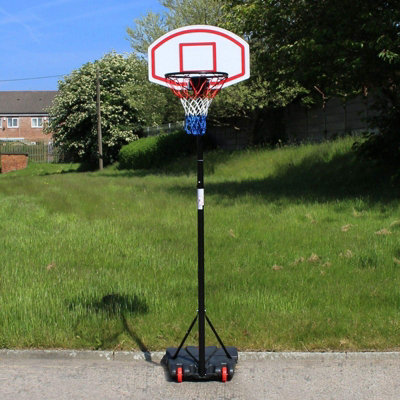 Heavy-Duty Basketball Backboard And Hoop Set With Roller Base And All-Weather Nylon Net