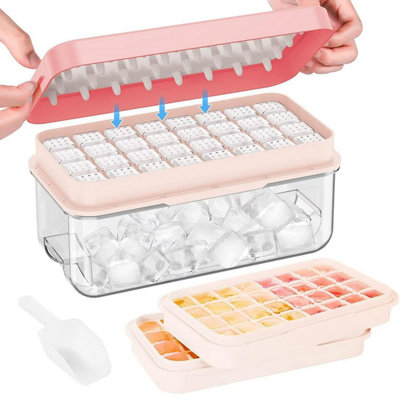 Ice Cube Tray With Lid And Bin For FreezerMini Ice Cube Maker With 64 Easy-Release Cubes from B&Q