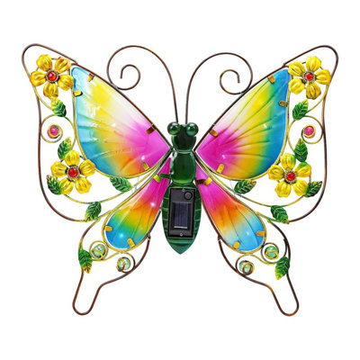 Solar-Powered Butterfly Wall Light With 14 LedsDecorative Ornament For Fences Or Sheds from B&Q