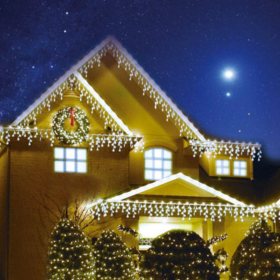 240-Led Snowing Icicle LightsWarm White Waterproof Fairy String For Christmas Or Parties from B&Q