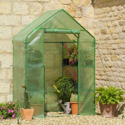 Walk-In Greenhouse With Zipped Pe Cover4-Shelf Grow House With Durable Steel Frame from B&Q